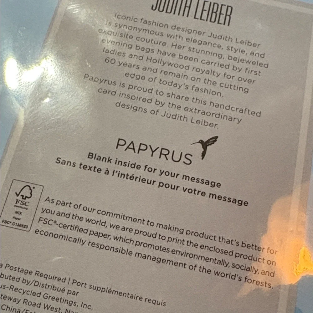 🆕American Greetings-Papyrus-Judith Leiber Rhinestone Greeting Card